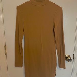 CAMEL MOCKNECK BODYCON MINI